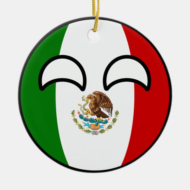 Roliga tendera Geeky Mexico Countryball Julgransprydnad Keramik (Framsidan)