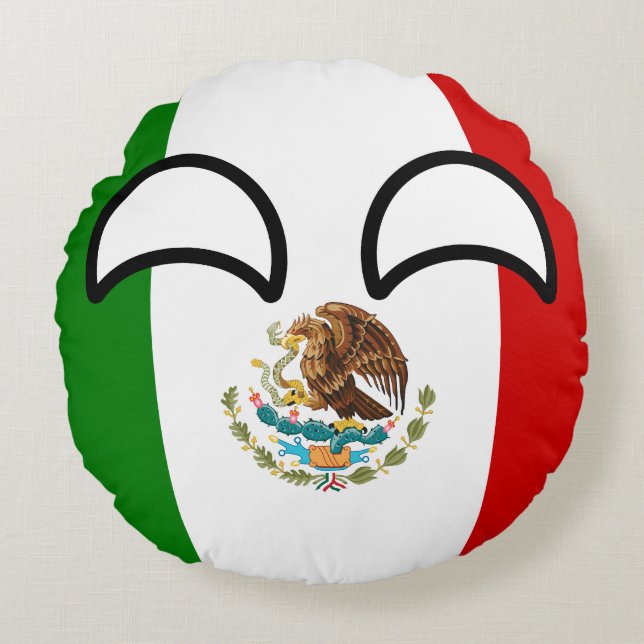 Roliga tendera Geeky Mexico Countryball Rund Kudde (Framsidan)