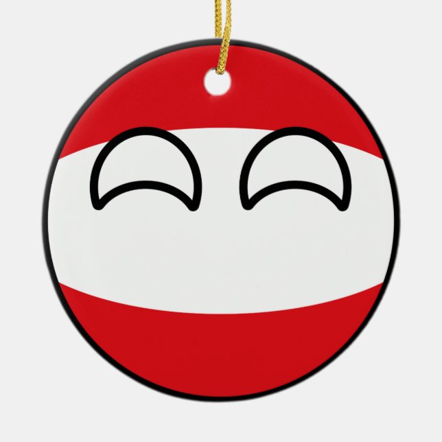 Roliga tendera Geeky Österrike Countryball Julgransprydnad Keramik (Framsidan)