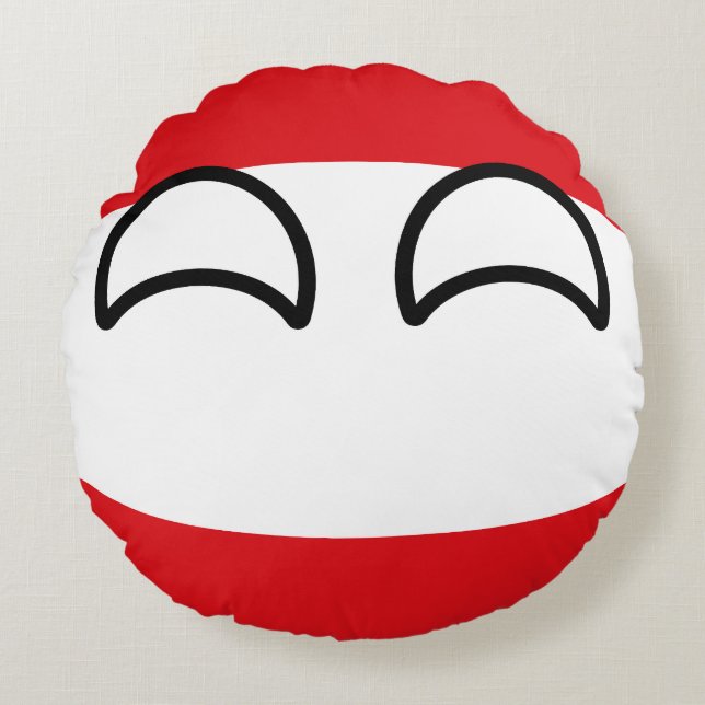 Roliga tendera Geeky Österrike Countryball Rund Kudde (Framsidan)