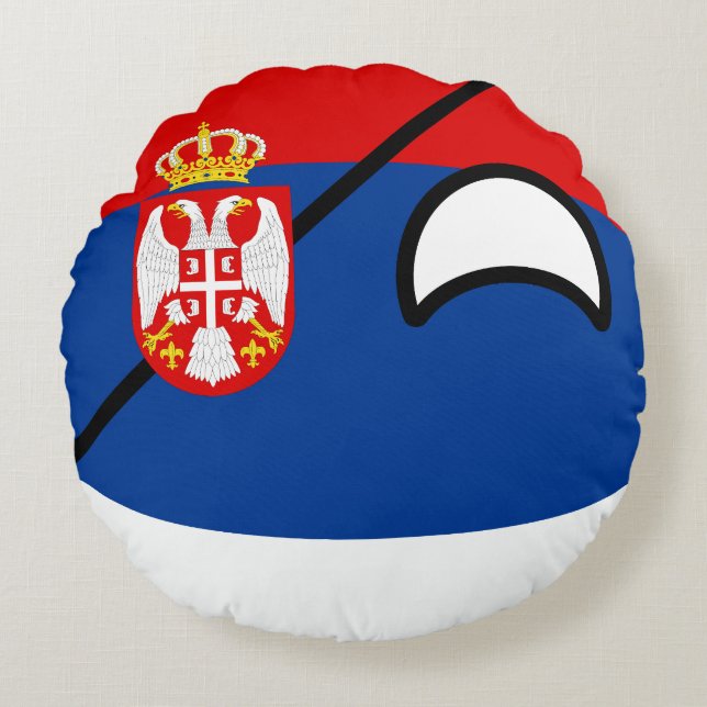 Roliga tendera Geeky Serbia Countryball Rund Kudde (Framsidan)