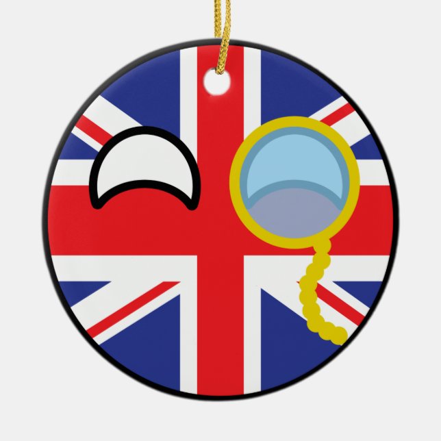 Roliga tendera Geeky United Kingdom Countryball Julgransprydnad Keramik (Framsidan)