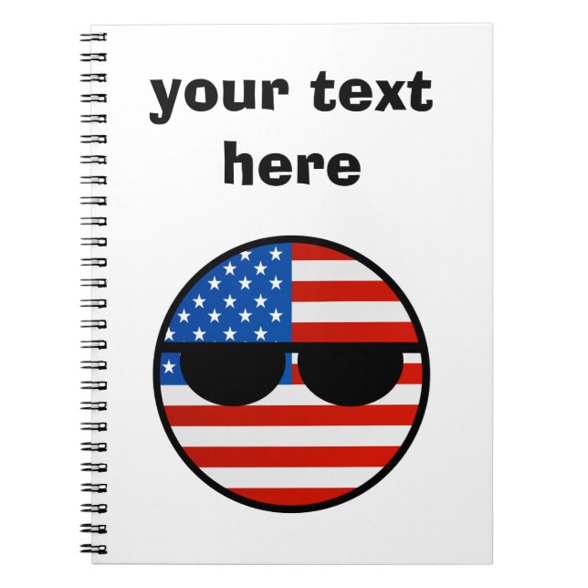 Roliga tendera Geeky USA Countryball Anteckningsbok Med Spiral (Framsidan)