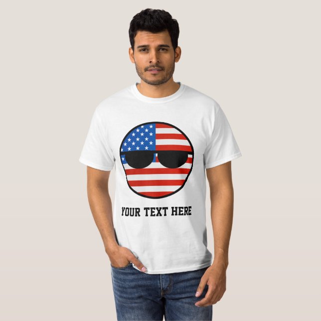 Roliga tendera Geeky USA Countryball T-shirt (Hel framsida)