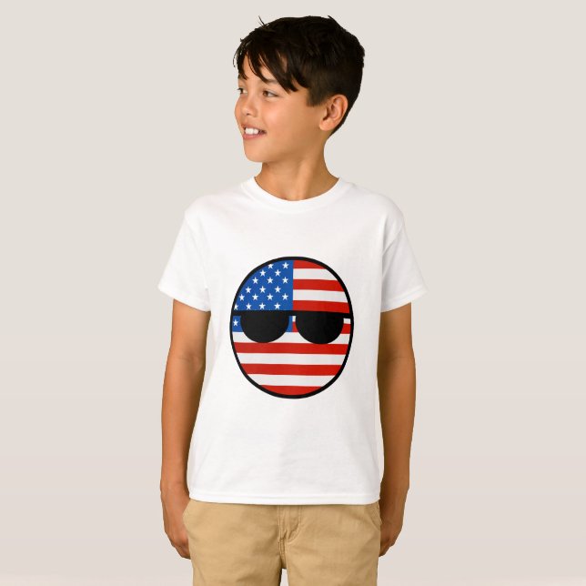 Roliga tendera Geeky USA Countryball Tee Shirt (Hel framsida)