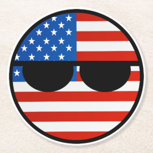 Roliga tendera Geeky USA Countryball Underlägg Papper Rund