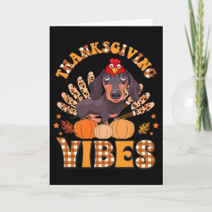 Roliga Thanksgiving-vibbar Dachshund Hund Kalkon Kort