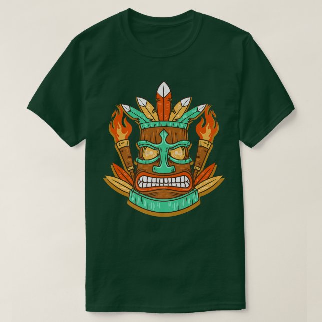 Roliga Tikis 2022 Hawaiianskt kostym Halloween-kos T Shirt (Design framsida)