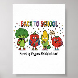 Roliga tillbaka till skolan söta grönsaksfigurer poster