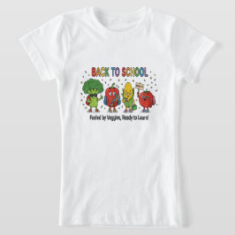 Roliga tillbaka till skolan söta grönsaksfigurer t shirt