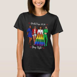 Roliga tjejresan HBTQ-utflykt Gay Svart Kvinna Hon T Shirt