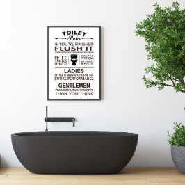 Roliga Toalettregler Badrum Toalett Humor Poster
