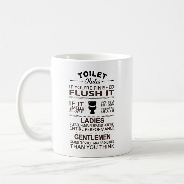 Roliga Toalettregler Badrum Toalett Sarcasm  Kaffemugg (Vänster)