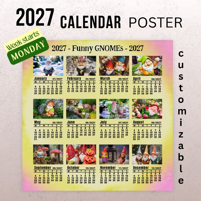 Roliga Tomtar 2027 Anpassningsbar Fotokalender - M Poster (Skapare uppladdad)