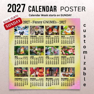 Roliga Tomtar 2027 Anpassningsbar Fotokalender Poster