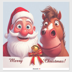 🎅 Roliga Tomte & Häst Julstämning Klistermärken