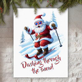 Roliga Tomte rusar genom snöväggen Poster