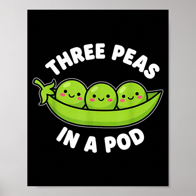Roliga Tre Ärtor I En D Söt Kawaii  Poster (Framsidan)