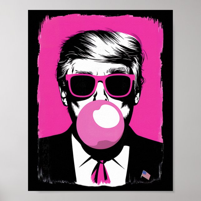 Roliga Trump Rosa Bubblegum Solglasögon  Poster (Framsidan)