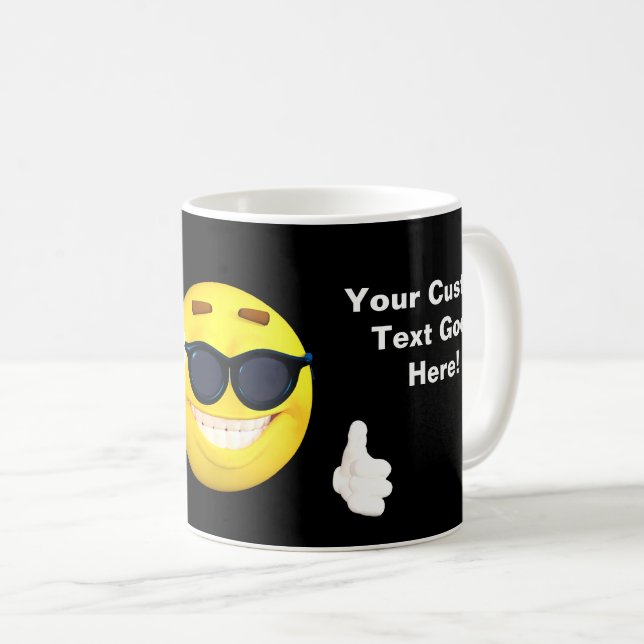 Roliga tum Up Emoji med din beställnings- text Kaffemugg (Framsida höger)