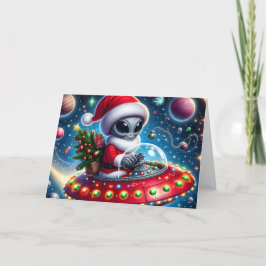 Roliga UFO-utomjordiska hjälpare jul Helgkort