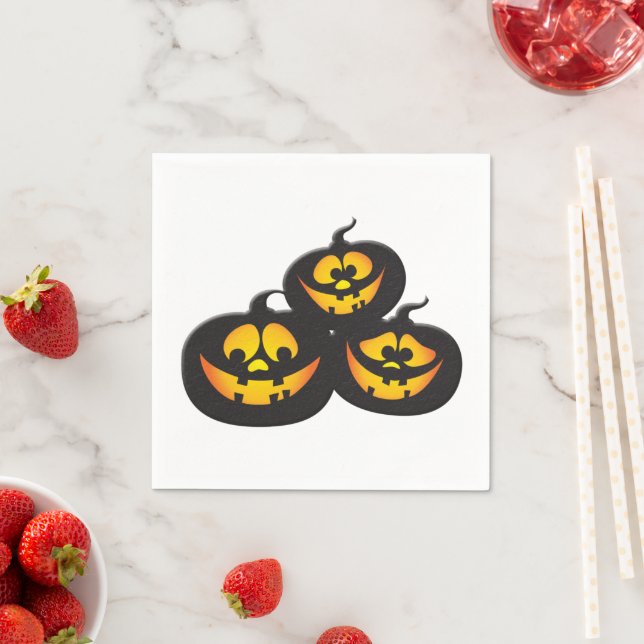 Roliga uttryck Halloween-pumpor Pappersservett (Insitu)
