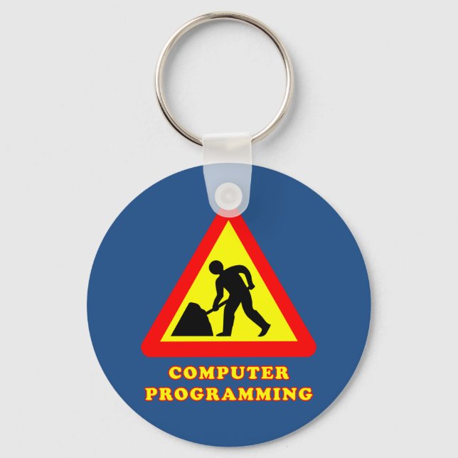 Roliga vägmärken för dataprogrammering nyckelring (Framsida)