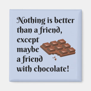 Roliga vänner med chokladsvarttext magnet