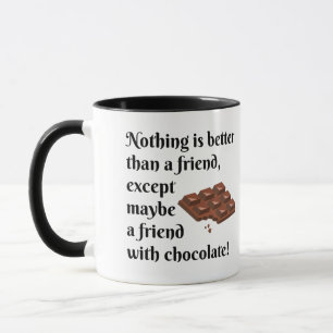 Roliga vänner med chokladsvarttext mugg