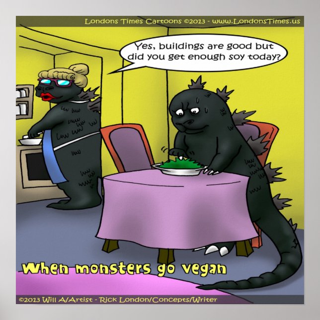 Roliga veganska monsteraffisch poster (Framsidan)