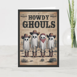Roliga Vintage Western-spöken säger Howdy Hallowee Helgkort