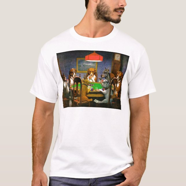 Roliga vintagehundar som leker poker tee shirt (Framsida)