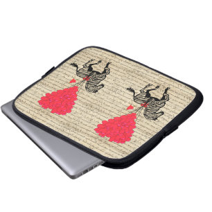Roliga vintagesebra- & hjärtaballonger laptop sleeve