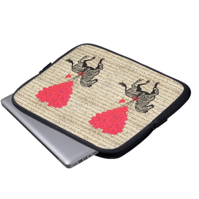 Roliga vintagesebra- & hjärtaballonger laptop sleeve (Framre botten)