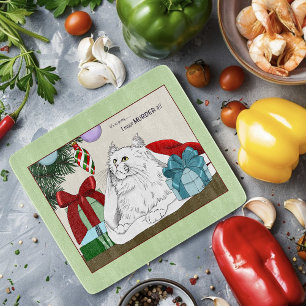 Roliga vita katt julgran ornament gröna