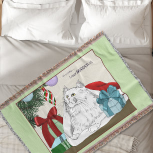 Roliga vita katt julgran ornament gröna filt