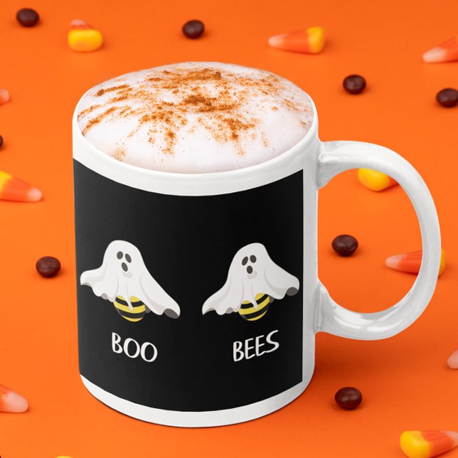 Roliga vuxna halloween bu ghostbönor kaffemugg (Skapare uppladdad)