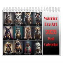 Roliga Warrior Hundälskare 2026 Väggkalender