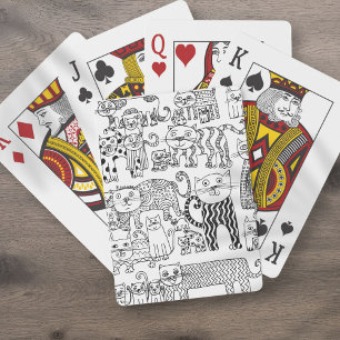 Roliga Whimsical Katter Svart och Vitt Mönster Casinokort