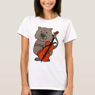 Roliga Wombat som leker violoncelltecknaden Tee