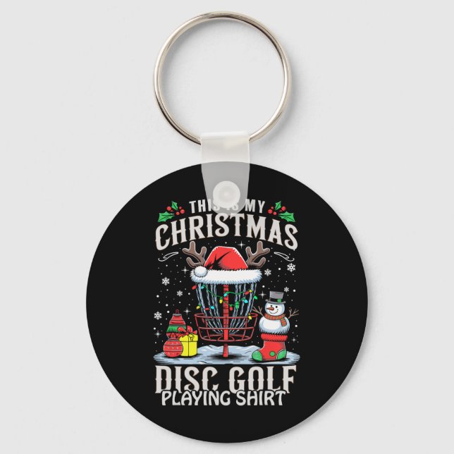 Roliga Xmas-ljus Detta Är Min Jul Disc Golf P Nyckelring (Framsida)