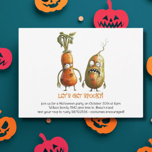Roliga zombie-grönsaker Halloween Inbjudningar