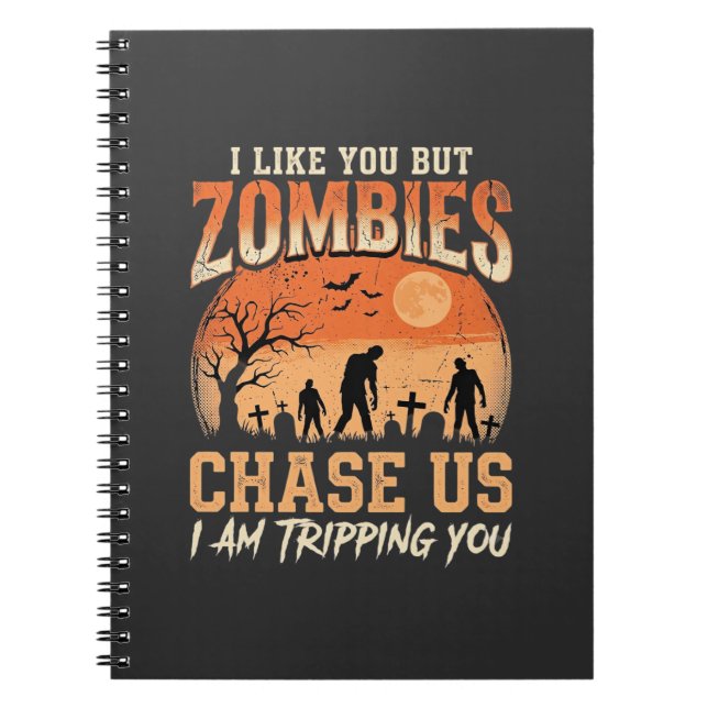 Roliga Zombie Halloween Jagar Oss Design Anteckningsbok (Framsidan)
