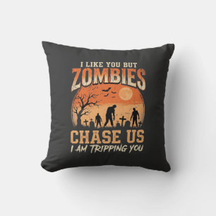 Roliga Zombie Halloween Jagar Oss Design Kudde