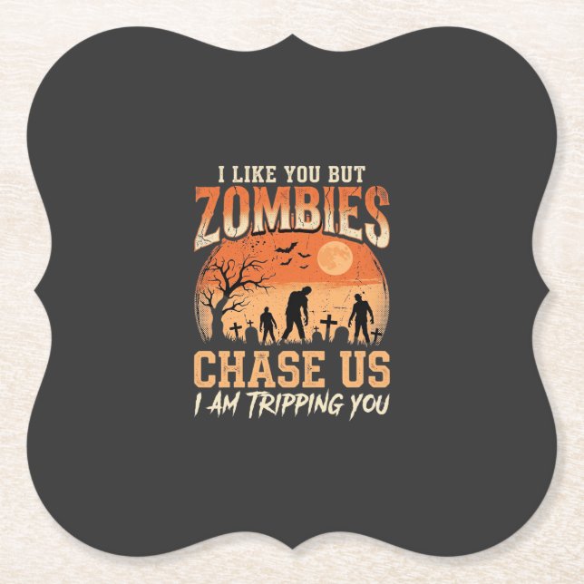 Roliga Zombie Halloween Jagar Oss Design Underlägg Papper (Framsida)