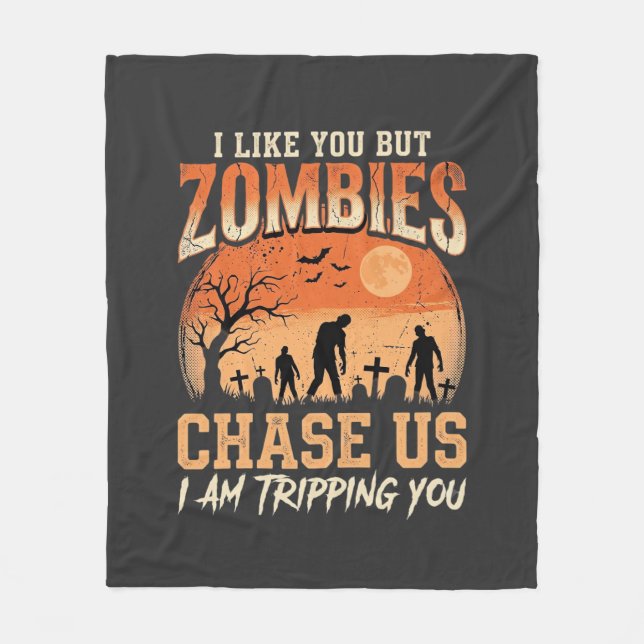 Roliga zombies Halloween jagar oss design Fleecefilt (Framsidan)