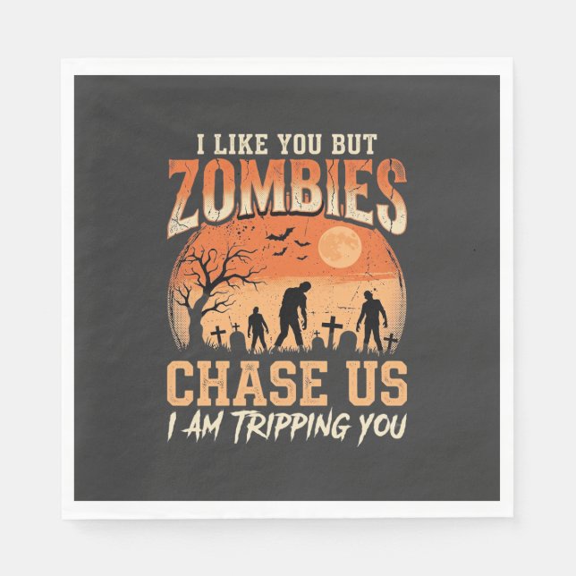 Roliga zombies Halloween jagar oss design Pappersservett (Framsidan)