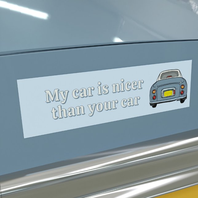 Roligare Lapis Figaro-bil är snyggare Bildäckslapp Bildekal (Is your lapis grey figaro car nicer than the rest? I bet it is. Here's your bumper sticker for proof)