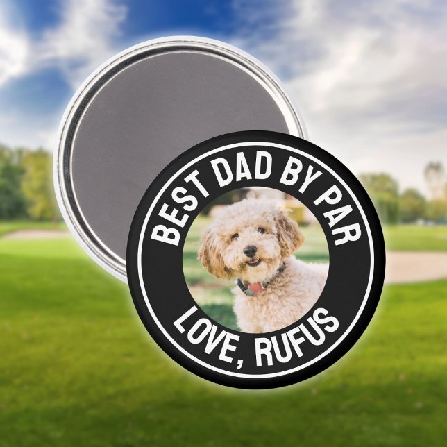 Roligaste Pappa Genom Par Hund Foto Magnet (Fun Best Dad By Par Dog Photo Magnet)