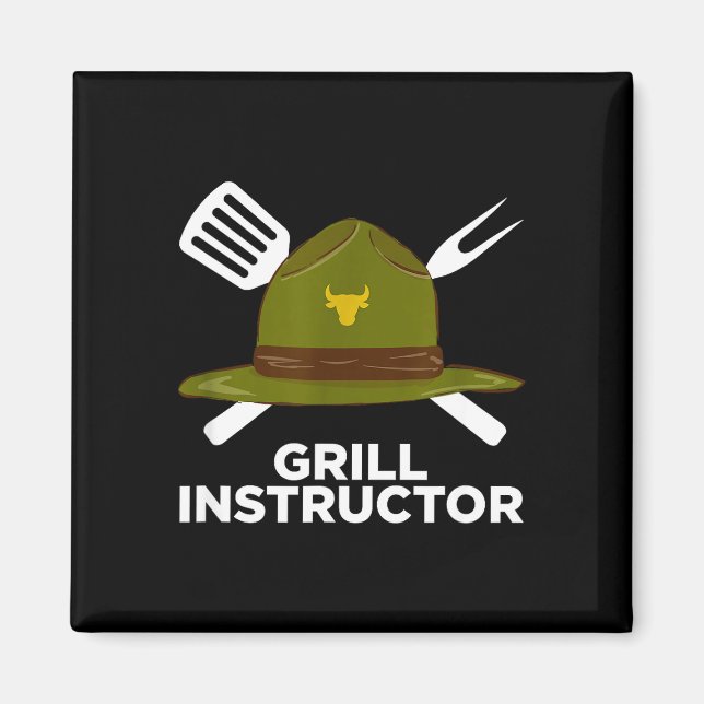 Roliginstruktör rolig bbq pitmaster grillande papp magnet (Framsidan)
